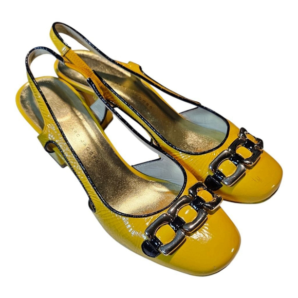 Marc Jacobs Yellow Slingback Heels Size 39.5 - Picture 6 of 15